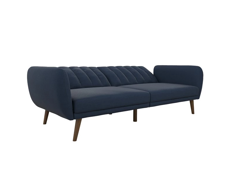 Brittany Navy Blue Linen Convertible Sleeper Futon 5 Brittany Navy Blue Linen Convertible Sleeper Futon - Image 5