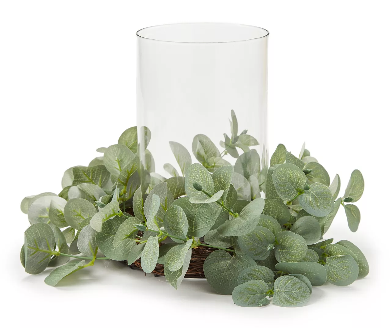 Glass Hurricane With Greenery 1 Glass Hurricane With Greenery