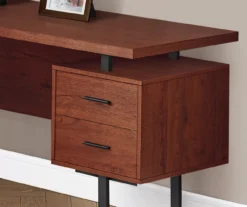 Cherry Wood Look 3-Drawer L-Shaped Corner Computer Desk -Home Sale Store 810535779 4
