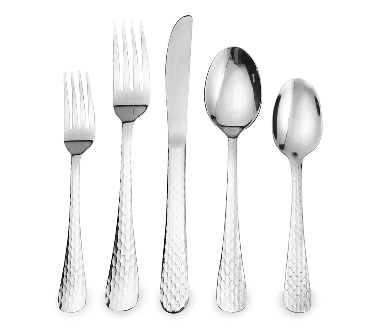 Hammered Stainless Steel 20-Piece Flatware Set 1 Hammered Stainless Steel 20-Piece Flatware Set