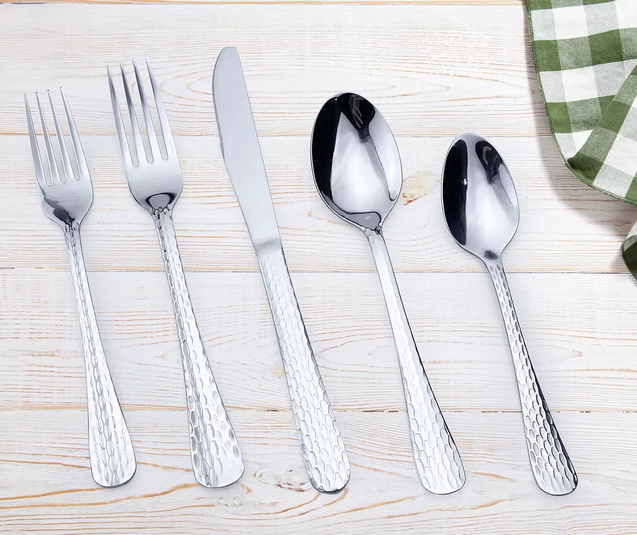 Hammered Stainless Steel 20-Piece Flatware Set 2 Hammered Stainless Steel 20-Piece Flatware Set - Image 2