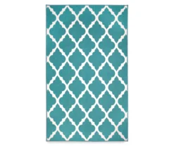 My Magic Carpet Moroccan Trellis Teal Washable Area Rug, (3' X 5')