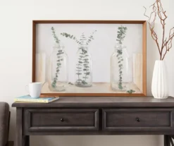 White & Green Eucalyptus In Jars Framed Canvas -Home Sale Store 810538180 2