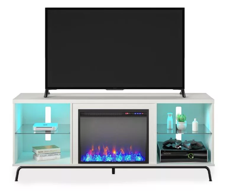 Newland White Electric Fireplace Console 2 Newland White Electric Fireplace Console - Image 2