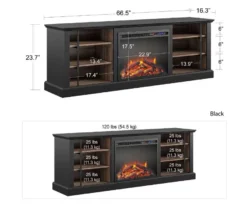 70" Fowler Black Electric Fireplace Console -Home Sale Store 810538243 5