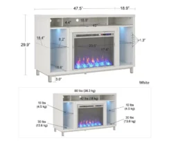 48" Intrepid White Electric Fireplace Console -Home Sale Store 810538247 6