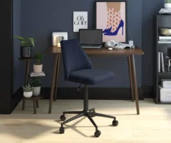 Brittany Blue Linen Office Chair -Home Sale Store 810538399 2