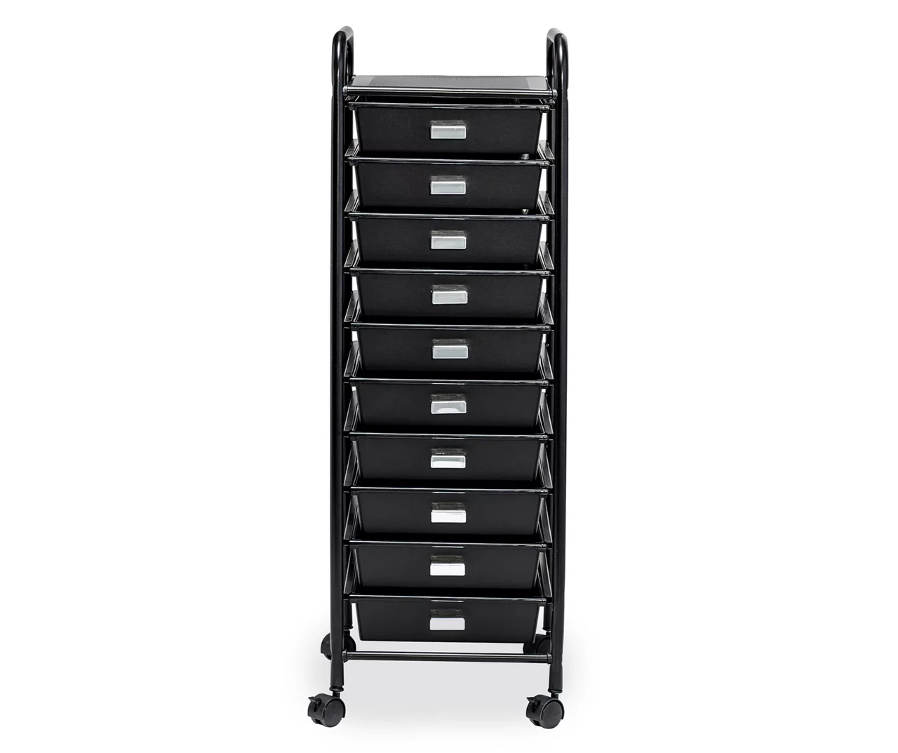 Black Metal 10-Drawer Rolling Storage Cart 4 Black Metal 10-Drawer Rolling Storage Cart - Image 4