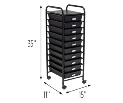 Black Metal 10-Drawer Rolling Storage Cart 9 Black Metal 10-Drawer Rolling Storage Cart -Home Sale Store 810539916 5