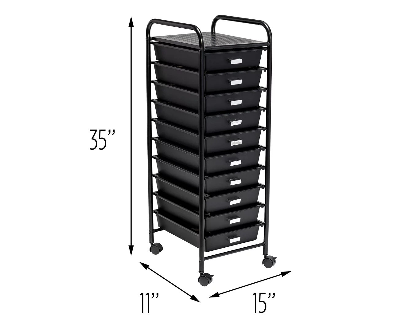 Black Metal 10-Drawer Rolling Storage Cart 5 Black Metal 10-Drawer Rolling Storage Cart - Image 5