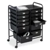 Black Metal 12-Drawer Rolling Storage Cart