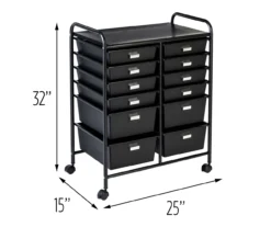 Black Metal 12-Drawer Rolling Storage Cart 10 Black Metal 12-Drawer Rolling Storage Cart -Home Sale Store 810539917 5