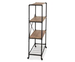 Rustic Black 4-Tier Industrial Rolling Bookshelf -Home Sale Store 810539937 5