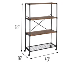 Rustic Black 4-Tier Industrial Rolling Bookshelf -Home Sale Store 810539937 6