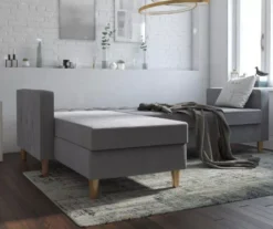 CosmoLiving Liberty Gray Chenille Sectional Storage Futon -Home Sale Store 810541025 3