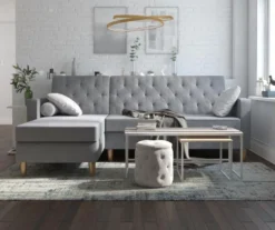 CosmoLiving Liberty Gray Chenille Sectional Storage Futon -Home Sale Store 810541025 4