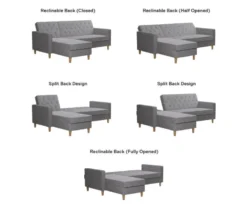 CosmoLiving Liberty Gray Chenille Sectional Storage Futon -Home Sale Store 810541025 6