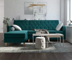 CosmoLiving Liberty Green Velvet Sectional Storage Futon 10 CosmoLiving Liberty Green Velvet Sectional Storage Futon -Home Sale Store 810541026 4