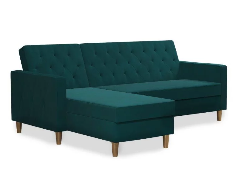 CosmoLiving Liberty Green Velvet Sectional Storage Futon 1 CosmoLiving Liberty Green Velvet Sectional Storage Futon