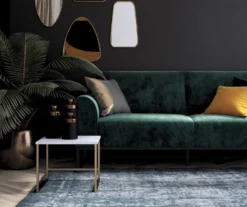 CosmoLiving Adley Teal Velvet Coil Convertible Sleeper Futon -Home Sale Store 810541038 4