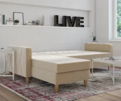 CosmoLiving Liberty Ivory Velvet Sectional Storage Futon -Home Sale Store 810541041 3