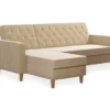 CosmoLiving Liberty Ivory Velvet Sectional Storage Futon
