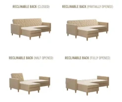 CosmoLiving Liberty Ivory Velvet Sectional Storage Futon -Home Sale Store 810541041 6