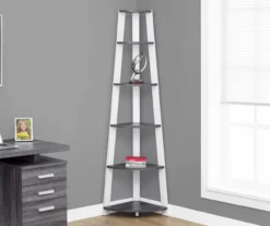 Monarch 5-Shelf Etagere Corner Bookcase -Home Sale Store 810542443 1