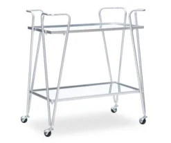Hampton Silver 2-Shelf Rolling Steel Bar Cart
