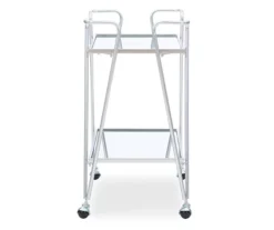 Hampton Silver 2-Shelf Rolling Steel Bar Cart -Home Sale Store 810543098 4