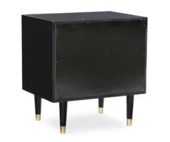 Urban Fresh Black & Gold 2-Drawer Textured Geometric Nightstand -Home Sale Store 810543105 5