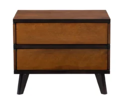 Manhattan Walnut 2-Drawer Mid-Century Wood Nightstand -Home Sale Store 810543109 A0 2