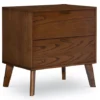 Shay Walnut 2-Drawer Wood Nightstand
