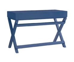 Kari Navy Blue 2-Drawer Campaign Desk 7 Kari Navy Blue 2-Drawer Campaign Desk -Home Sale Store 810543186 5