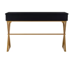 Glam Black & Gold 2-Drawer Campaign Desk -Home Sale Store 810543220 4