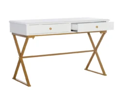 Glam White & Gold 2-Drawer Campaign Desk -Home Sale Store 810543228 A0 6