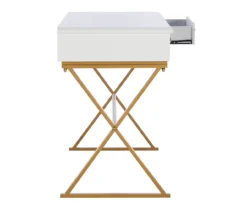 Glam White & Gold 2-Drawer Campaign Desk -Home Sale Store 810543228 A0 7