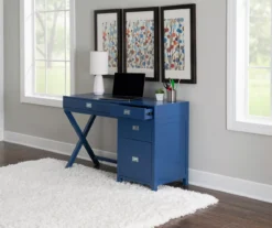 Kari Royal Blue 4-Drawer Office Desk -Home Sale Store 810543245 A0 7
