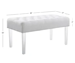Marie Glitz White Tufted Linen Acrylic Leg Bench -Home Sale Store 810543267 A7