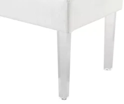 Marie Glitz White Tufted Linen Acrylic Leg Bench -Home Sale Store 810543267 A8 1