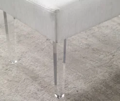 Marie Glitz White Tufted Linen Acrylic Leg Bench -Home Sale Store 810543267 B8