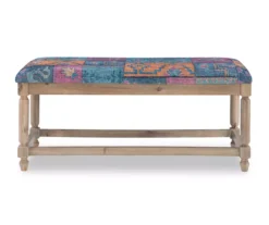 Moroccan Tapestry Upholstered Rustic Driftwood Bench -Home Sale Store 810543273 3