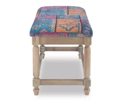 Moroccan Tapestry Upholstered Rustic Driftwood Bench -Home Sale Store 810543273 4