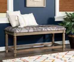 Moroccan Tapestry Upholstered Rustic Driftwood Bench -Home Sale Store 810543274 2 1