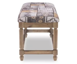 Gray Moroccan Tapestry Upholstered Rustic Driftwood Bench -Home Sale Store 810543274 4