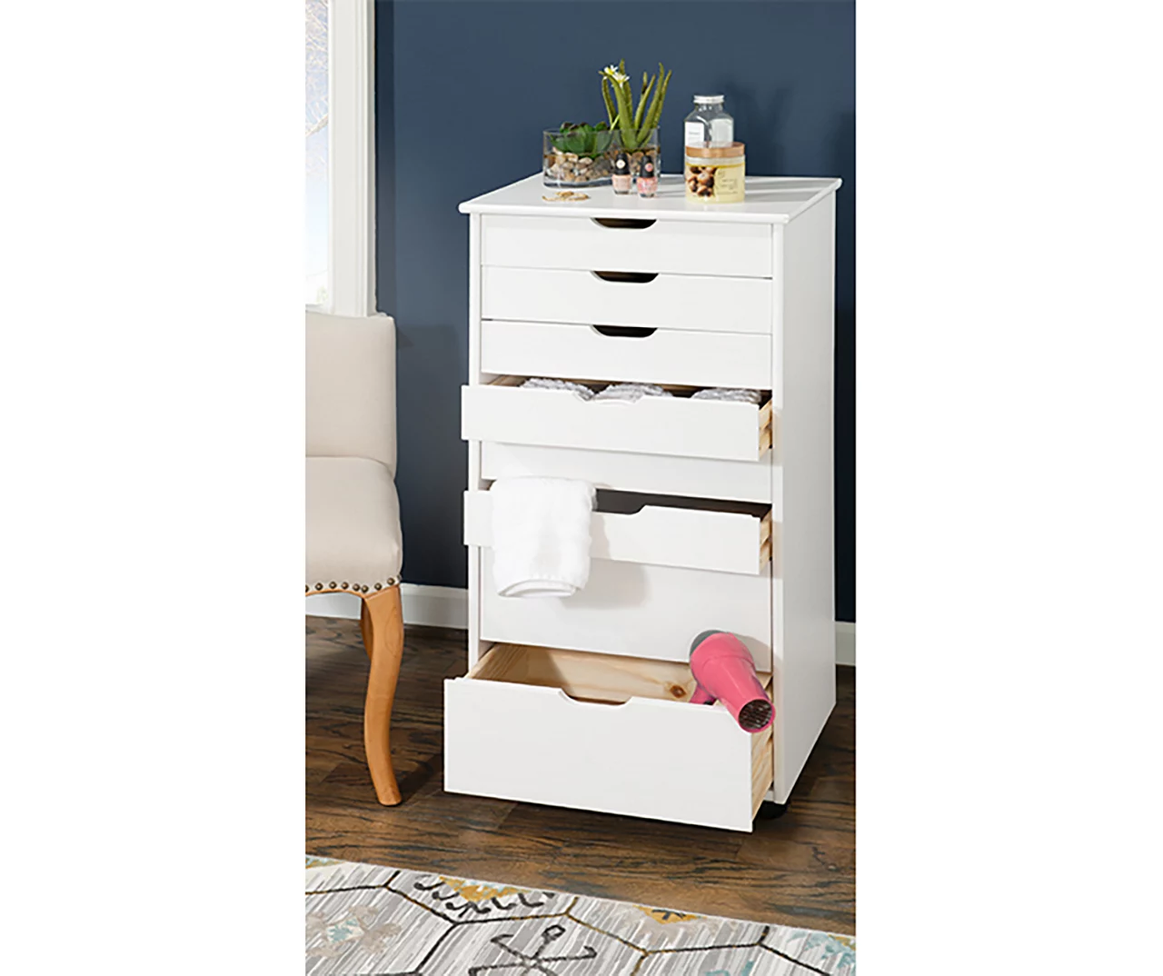 Craft Mate White Wood 8-Drawer Rolling Storage Cart 2 Craft Mate White Wood 8-Drawer Rolling Storage Cart - Image 2