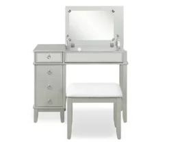 Jasmine 2-Piece White 1-Drawer Lifting Mirror Vanity Set -Home Sale Store 810543315 5