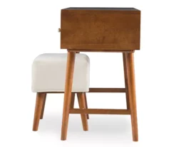 Merci 2-Piece White & Walnut 2-Drawer Lifting Mirror Vanity Set -Home Sale Store 810543353 4