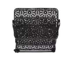 Mabry Black 3-Tier Pierced Floral Rolling Cart -Home Sale Store 810543382 5