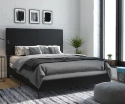 Atwater Living DHP Jazmine Black Faux Leather Upholstered Bed -Home Sale Store 810543812 6